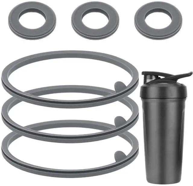 Main image of 6pcs Lid Gasket Replacement for Blender Bottle Strada Flip Shaker, 2 Sizes Silicone Seal Ring for 24oz 28oz (Gray)