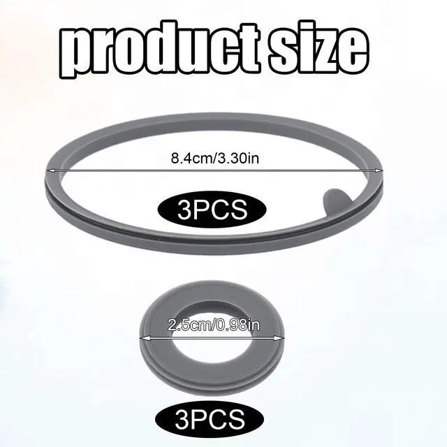 Alt view image 2 of 7 - 6pcs Lid Gasket Replacement for Blender Bottle Strada Flip Shaker, 2 Sizes Silicone Seal Ring for 24oz 28oz (Gray)