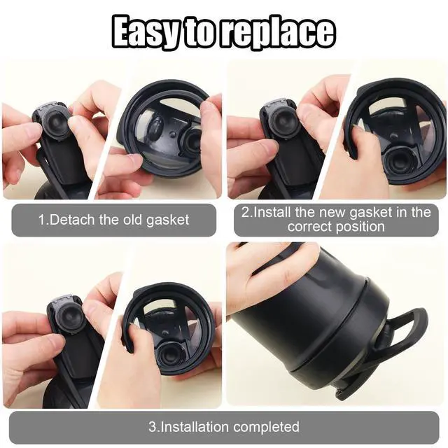 Alt view image 3 of 7 - 6pcs Lid Gasket Replacement for Blender Bottle Strada Flip Shaker, 2 Sizes Silicone Seal Ring for 24oz 28oz (Gray)