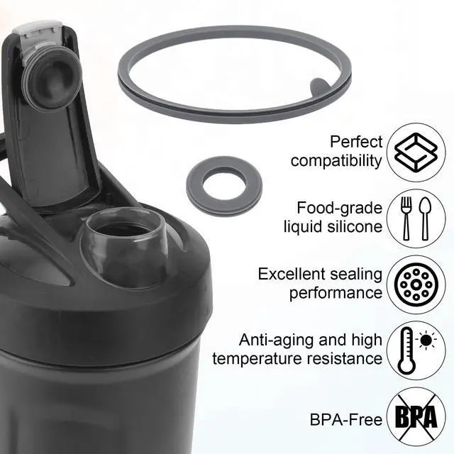 Alt view image 5 of 7 - 6pcs Lid Gasket Replacement for Blender Bottle Strada Flip Shaker, 2 Sizes Silicone Seal Ring for 24oz 28oz (Gray)