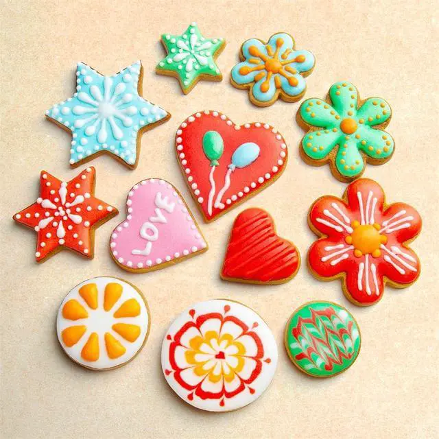 Alt view image 6 of 7 - Stainless Steel Cookie Cutters Set 12 Pieces: 3 Heart, 3 Star, 3 Flower, 3 Round for Valentine's Day Christmas Holiday