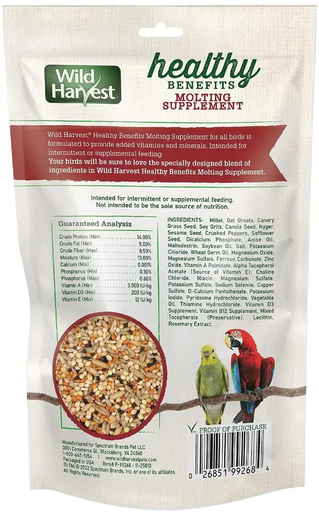 Alt view image 2 of 7 - Wild Harvest Healthy Benefits Molting Supplement 7.5 oz for All Birds