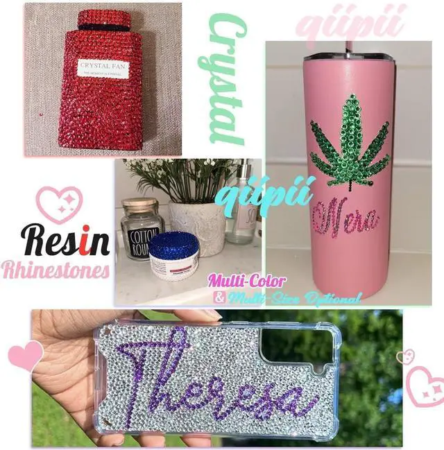 Alt view image 3 of 7 - Qiipii 28 Color 4mm Crystal Resin Rhinestones with B7000 Glue SS16 Flatback Bedaazler Kit for Nails, Eyes, Face, Makeup, Tumblers, Bottles, Crafts