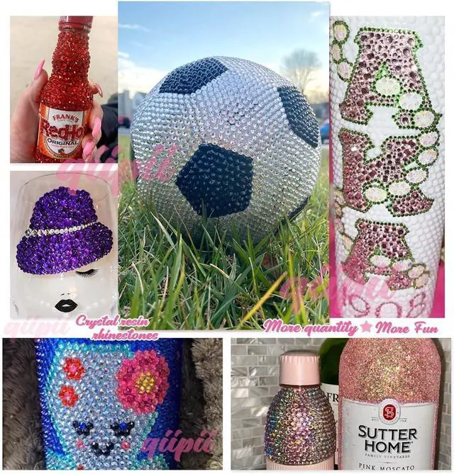 Alt view image 6 of 7 - Qiipii 28 Color 4mm Crystal Resin Rhinestones with B7000 Glue SS16 Flatback Bedaazler Kit for Nails, Eyes, Face, Makeup, Tumblers, Bottles, Crafts