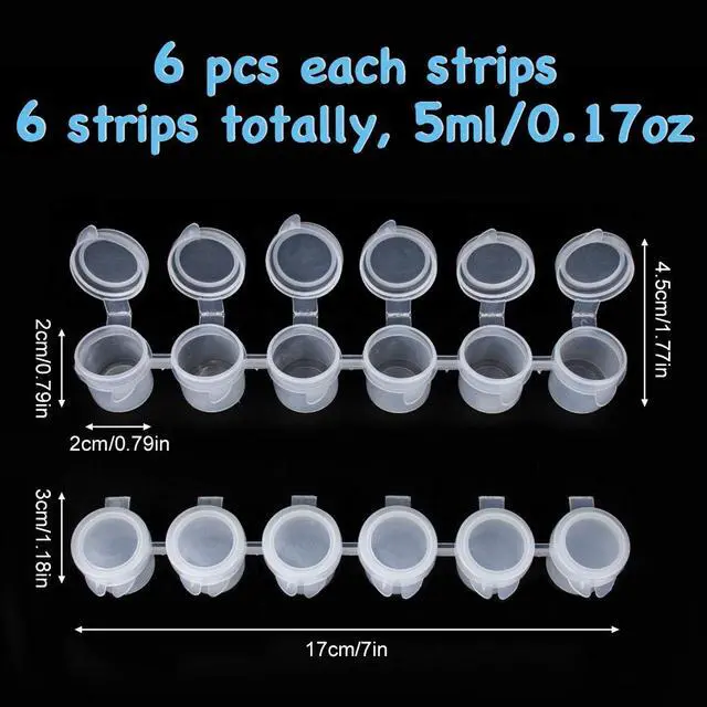 Alt view image 5 of 6 - 36 Empty Paint Pots with Lids, 5ml/0.17oz Clear Storage Containers, Mini Painting Cups for Summer Camp, Kids, Classrooms, Schools, Art Festivals