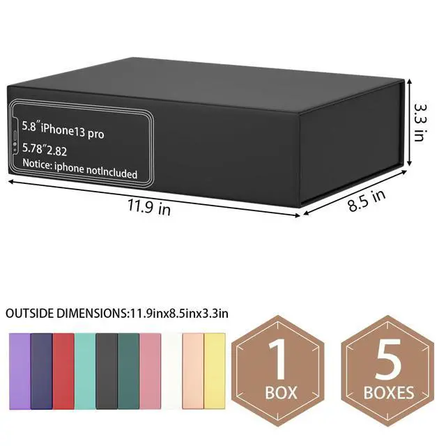 Alt view image 6 of 6 - Black Magnetic Closure Gift Box, 11.9" x 8.5" x 3.3"