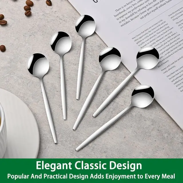Alt view image 3 of 7 - 1 Inches Stainless Steel Coffee & Tea Spoon, 6-Piece Mini Espresso Spoons for Dessert