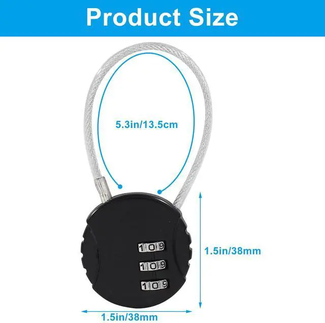 Alt view image 5 of 5 - Waziaqoc 2 Pcs Wire Rope Lock Mini Combination Lock Pink Black