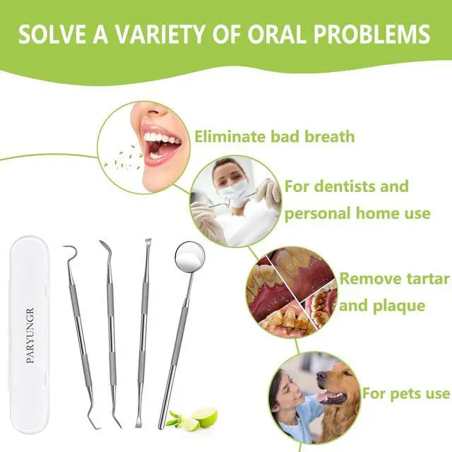 Alt view image 2 of 6 - Stainless Steel Dental Pick Tooth Scraper Tartar Plaque Remover Kit, Professional Teeth Cleaning Oral Care Tool for Dentist, Personal, Pet Use with Storage Box
