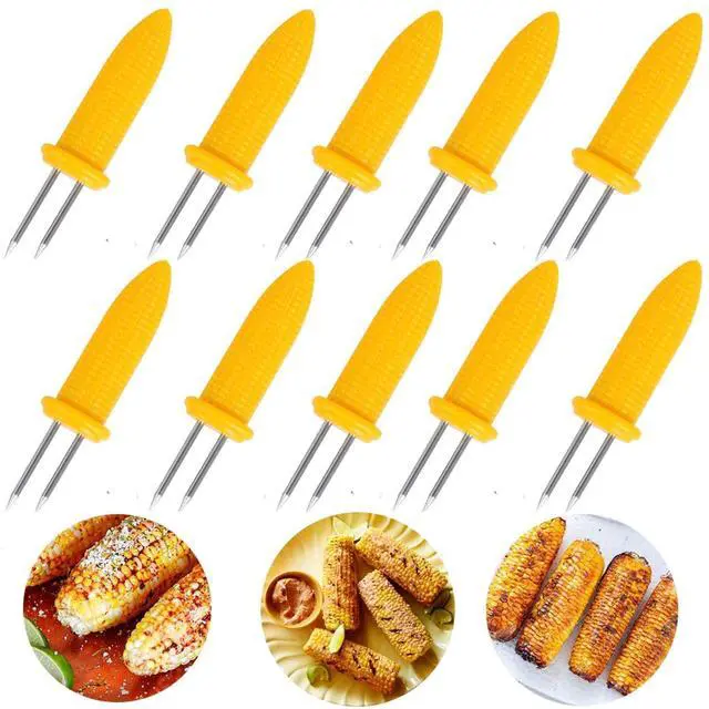 Main image of 10PCS Stainless Steel Corn on the Cob Skewers - Twin Prong Corn Holders for BBQ
