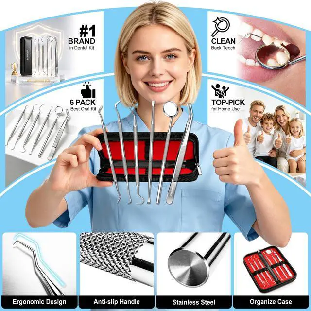 Alt view image 5 of 6 - G.CATACC Dental Pick Tools, Plaque Tartar Remover Teeth Cleaning Kit