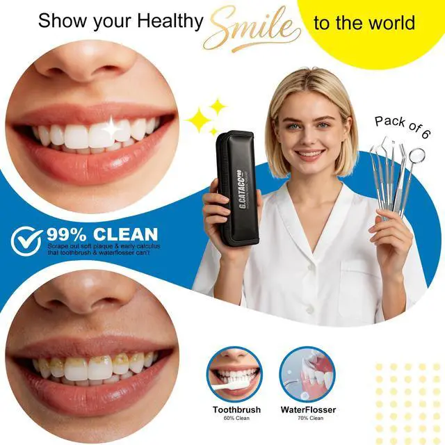 Alt view image 6 of 6 - G.CATACC Dental Pick Tools, Plaque Tartar Remover Teeth Cleaning Kit