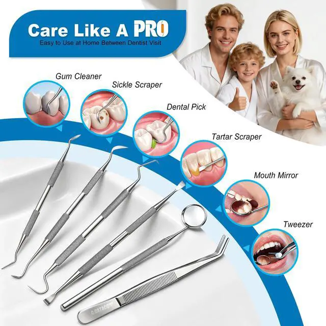 Alt view image 2 of 6 - G.CATACC Dental Pick Tools, Plaque Tartar Remover Teeth Cleaning Kit
