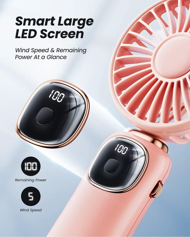 Alt view image 5 of 6 - ColdSky Portable Handheld Fan 4000mAh Rechargeable Personal Fan - Pink