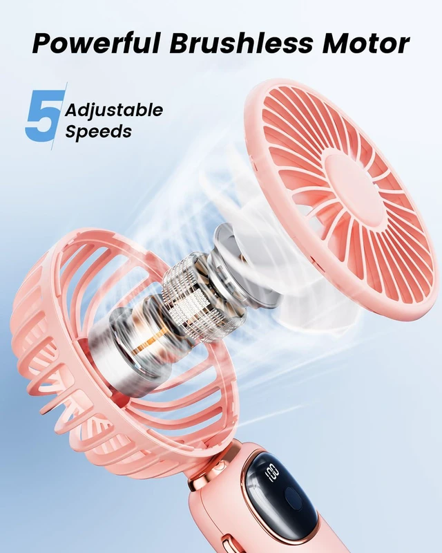 Alt view image 4 of 6 - ColdSky Portable Handheld Fan 4000mAh Rechargeable Personal Fan - Pink