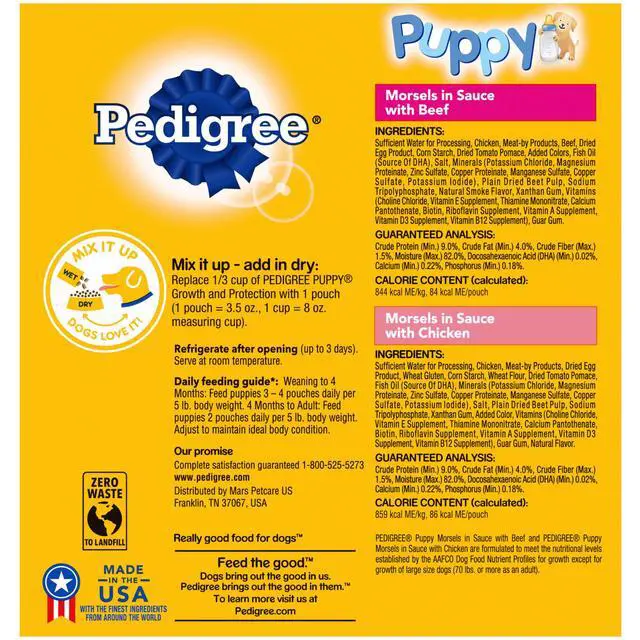 Alt view image 4 of 7 - Pedigree Puppy Soft Wet Dog Food Variety Pack, 8 Count, 3.5 Oz Pouches