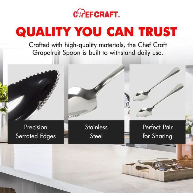 Alt view image 4 of 6 - Chef Craft Select Serrated Grapefruit Spoon 2-Piece Set, 6.5 Inches, Stainless Steel, Dishwasher Safe