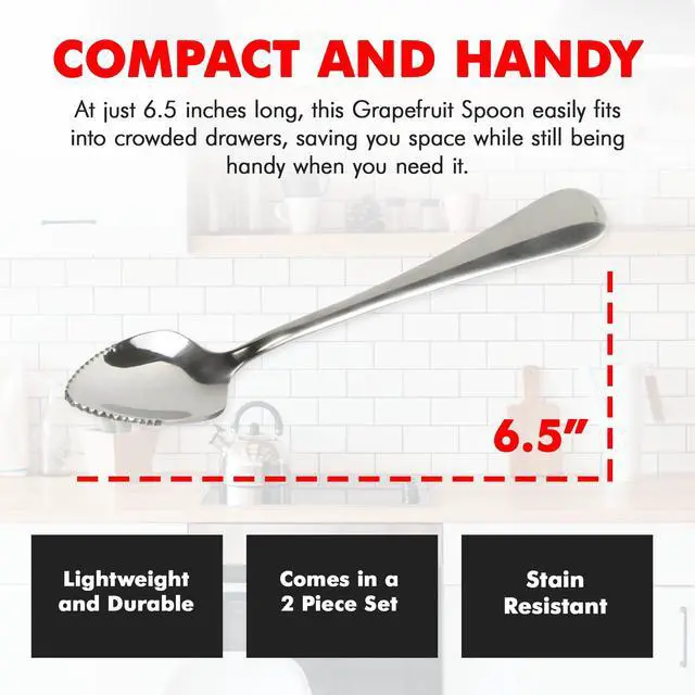 Alt view image 5 of 6 - Chef Craft Select Serrated Grapefruit Spoon 2-Piece Set, 6.5 Inches, Stainless Steel, Dishwasher Safe