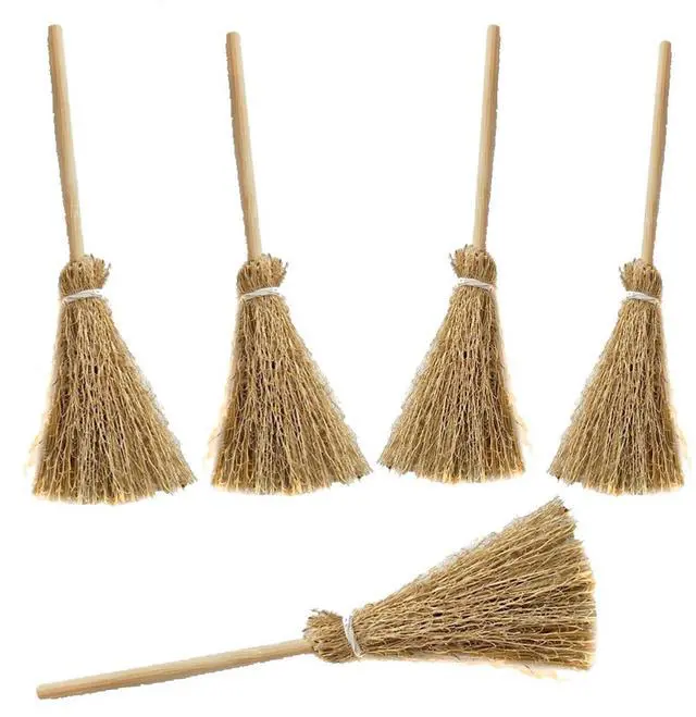 Main image of 5Pcs Mini Broom Halloween Decorations Wizard Accessory for Party Birthday Wedding DIY Crafts