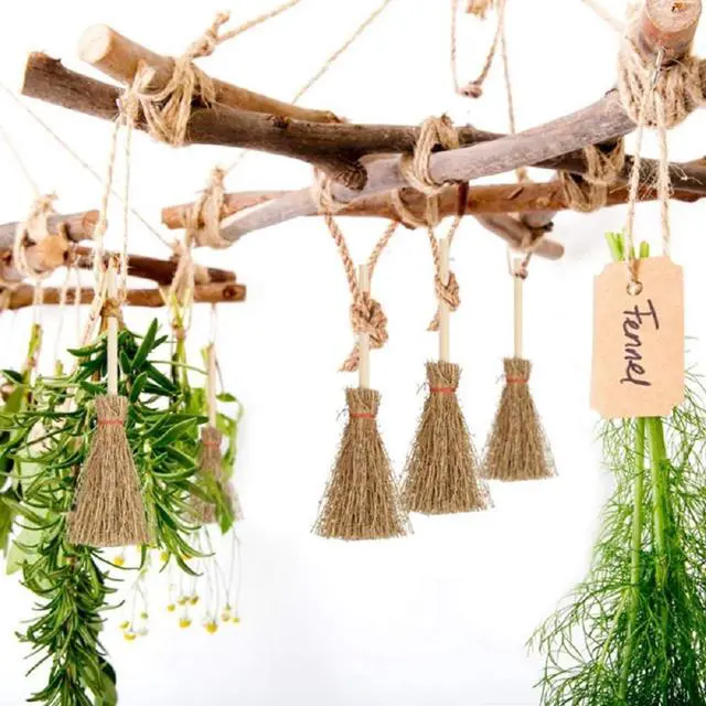 Alt view image 2 of 3 - 5Pcs Mini Broom Halloween Decorations Wizard Accessory for Party Birthday Wedding DIY Crafts
