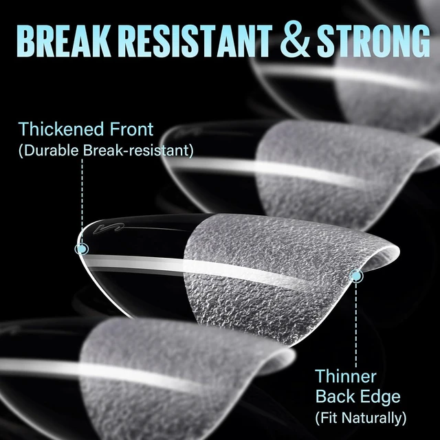 Alt view image 3 of 7 - TOMICCA Pre-Shaped Extra Short Almond Nail Tips 15 Sizes 240PCS