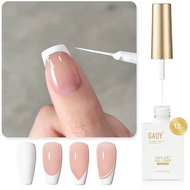 Main image of GAOY Gel Nail Polish Art Liner White Swirl, 12ml Classic Color