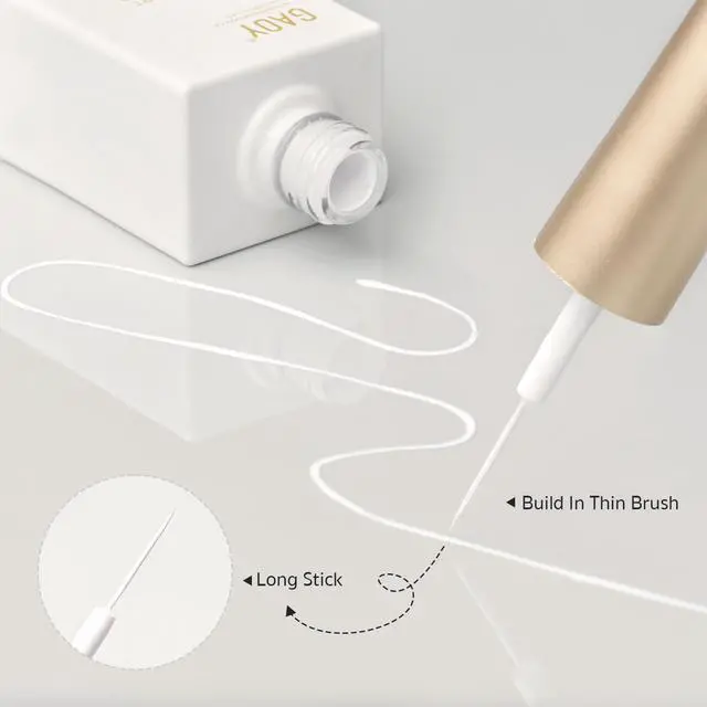 Alt view image 3 of 6 - GAOY Gel Nail Polish Art Liner White Swirl, 12ml Classic Color