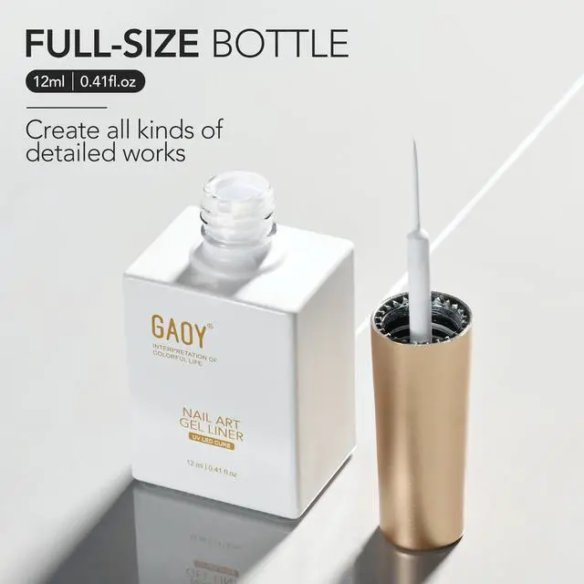 Alt view image 6 of 6 - GAOY Gel Nail Polish Art Liner White Swirl, 12ml Classic Color