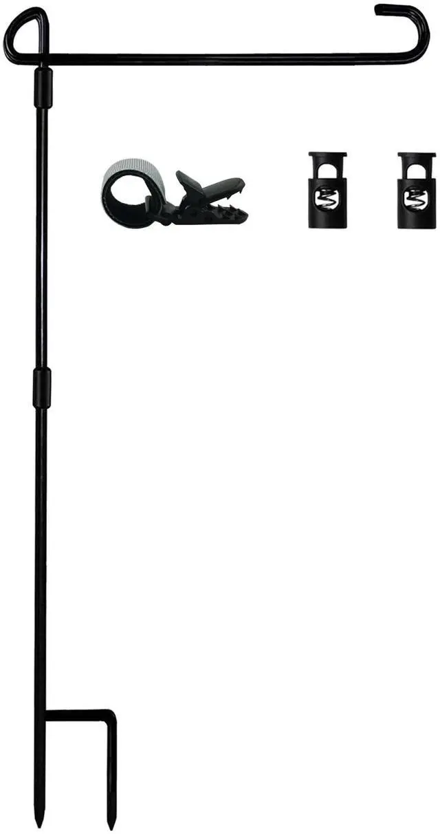 Main image of Garden Flag Stand Holder Pole with Flag Stopper and Clip, Waterproof Powder-Coated Paint for House Flags, Decorative Yard Seasonal Flags