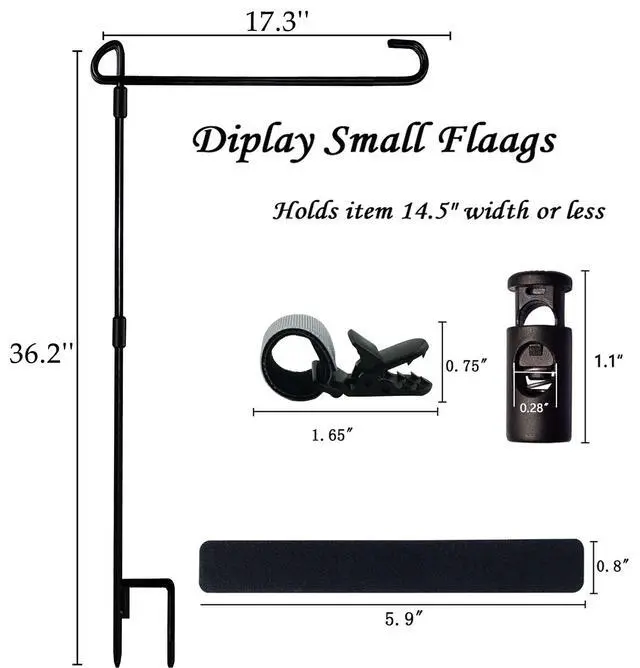 Alt view image 7 of 7 - Garden Flag Stand Holder Pole with Flag Stopper and Clip, Waterproof Powder-Coated Paint for House Flags, Decorative Yard Seasonal Flags