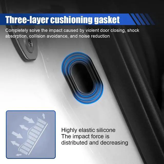 Alt view image 5 of 6 - 16PCS Car Door Silicone Shock Absorber Anti-Collision Soundproof Crash Pad Slam Stopper Self Adhesive Buffer Pad Bumper Side Doors Protection Sticker for Cars SUV Truck