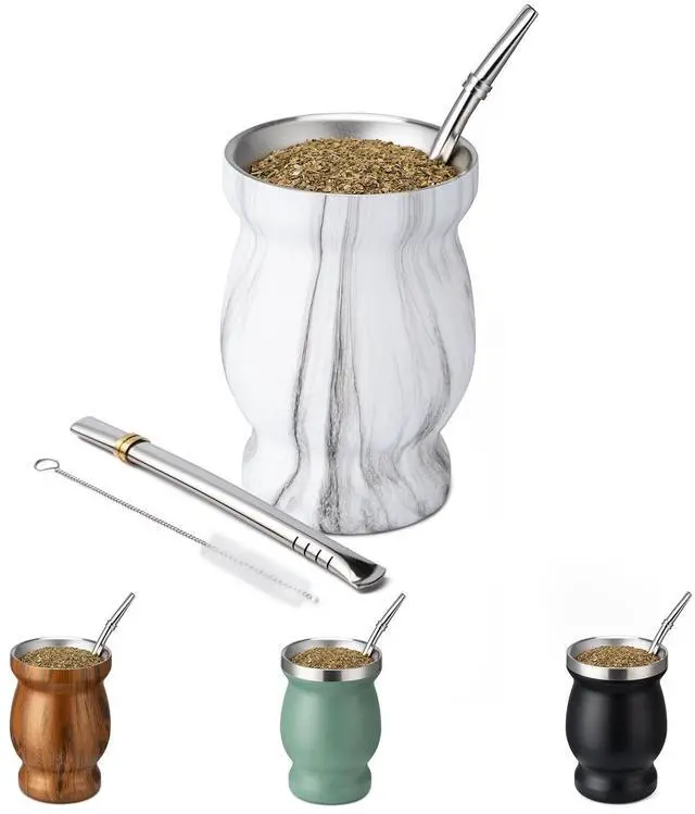 Main image of Husfunov 8oz Double-Wall 304 Stainless Steel Yerba Mate Cup