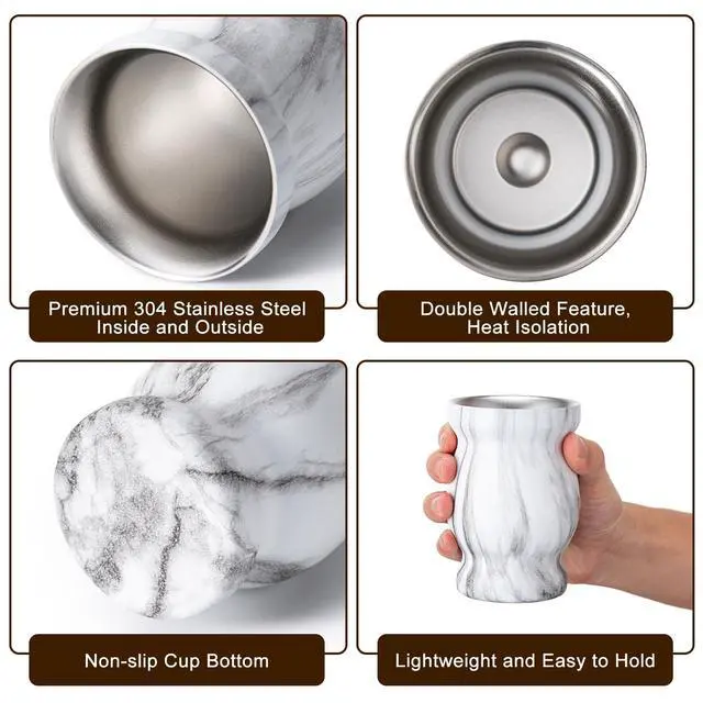 Alt view image 3 of 6 - Husfunov 8oz Double-Wall 304 Stainless Steel Yerba Mate Cup