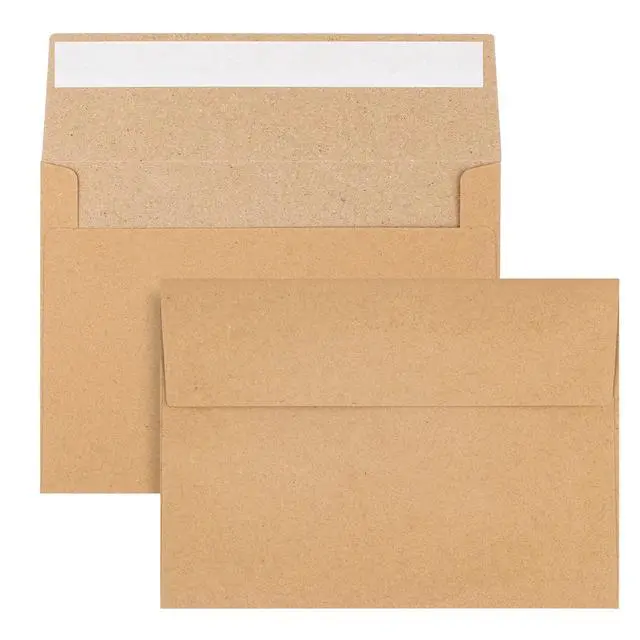 Alt view image 7 of 7 - 50 Pack 4x6 Inch Brown Kraft Paper Envelopes for Invitations Cards and Postcards
