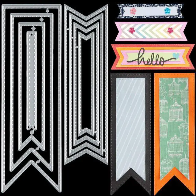 Main image of Willbond 2Pcs Banner Dies Metal Cutting for Card Making, Classic Style
