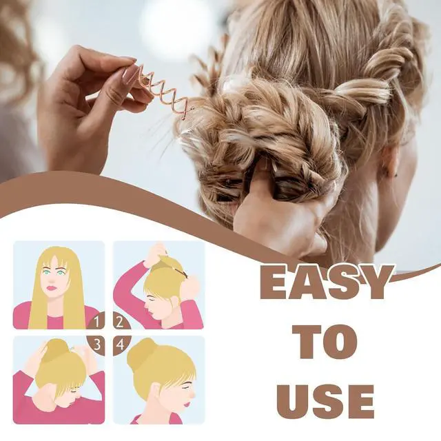 Alt view image 5 of 6 - 20pcs 2 Inch Rose Gold Spiral Hair Pins Bun Twister Spin Clip for Thick Hair Non Scratched Round Bun Maker