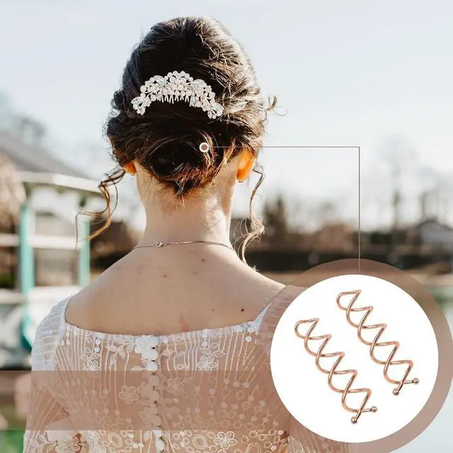 Alt view image 6 of 6 - 20pcs 2 Inch Rose Gold Spiral Hair Pins Bun Twister Spin Clip for Thick Hair Non Scratched Round Bun Maker