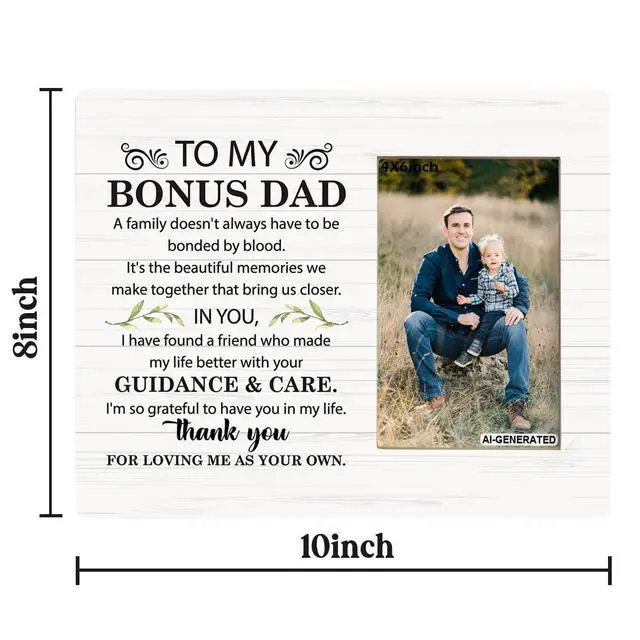 Alt view image 6 of 6 - Photo Frame for Bonus Dad Stepdad Gift, Father's Day Gift, Wall Art Tabletop Home Decor, Thank You for Loving Me as Your Own, Fits 4x6 Inch Photo