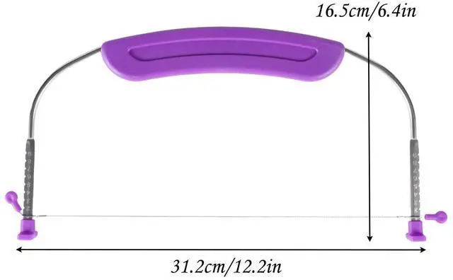 Alt view image 3 of 6 - Adjustable Cake Cutter Slicer Leveler, 9 Different Heights, Premium Food Grade Stainless Steel Double Wires, for Leveling and Molding, Purple