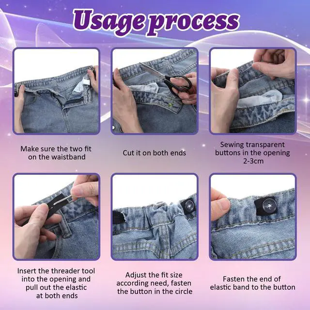 Alt view image 4 of 7 - 6 Pack Jeans Button Waist Tightener Adjuster Tightener for Loose Pants Women Men Children,Pants Button Extenders