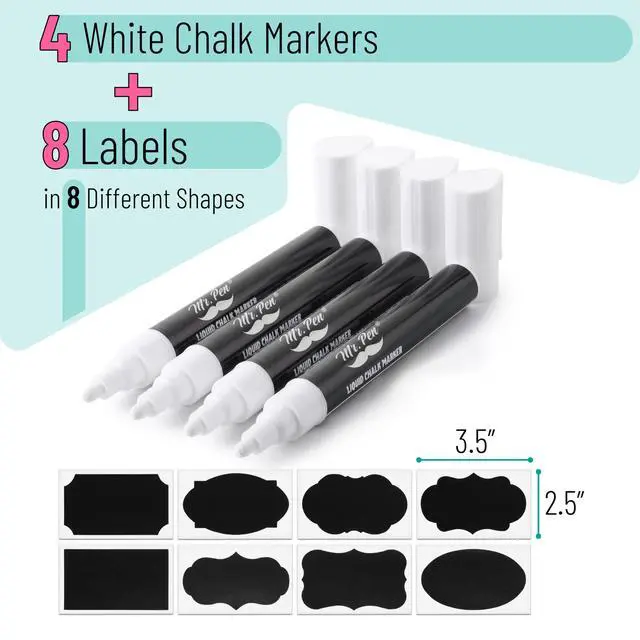 Alt view image 2 of 6 - Mr. Pen Liquid Chalk Marker Pen, 4 Pack, 8 Labels