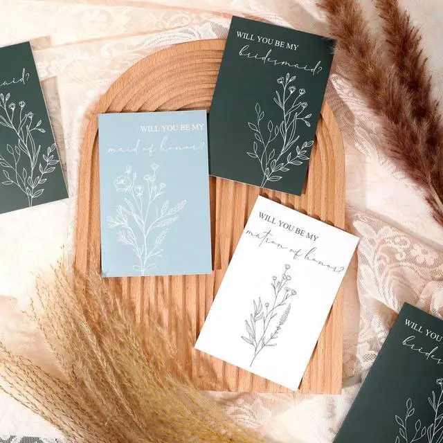 Alt view image 5 of 6 - Spakon 16 Pcs Bridesmaid Proposal Cards with Envelopes, Leaves, Flowers