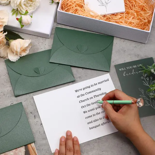 Alt view image 2 of 6 - Spakon 16 Pcs Bridesmaid Proposal Cards with Envelopes, Leaves, Flowers