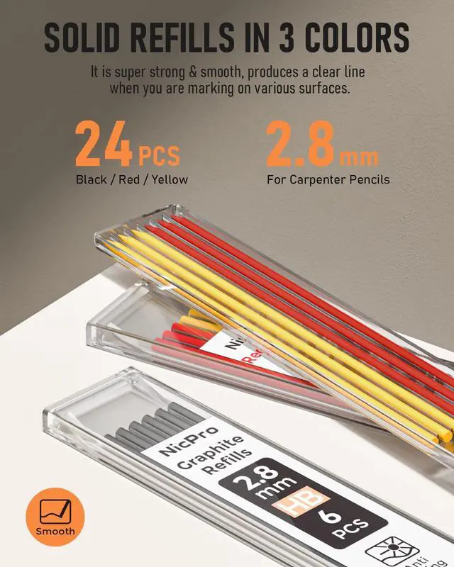 Alt view image 5 of 6 - Nicpro Carpenter Pencils with Sharpener and Mechanical Pencil for Construction