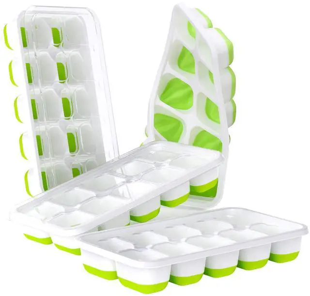 Main image of DOQAUS 4 Pack Silicone Ice Cube Tray with Lids for Freezer