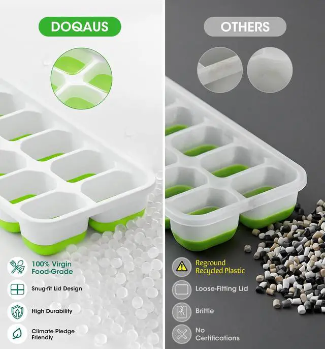 Alt view image 5 of 6 - DOQAUS 4 Pack Silicone Ice Cube Tray with Lids for Freezer