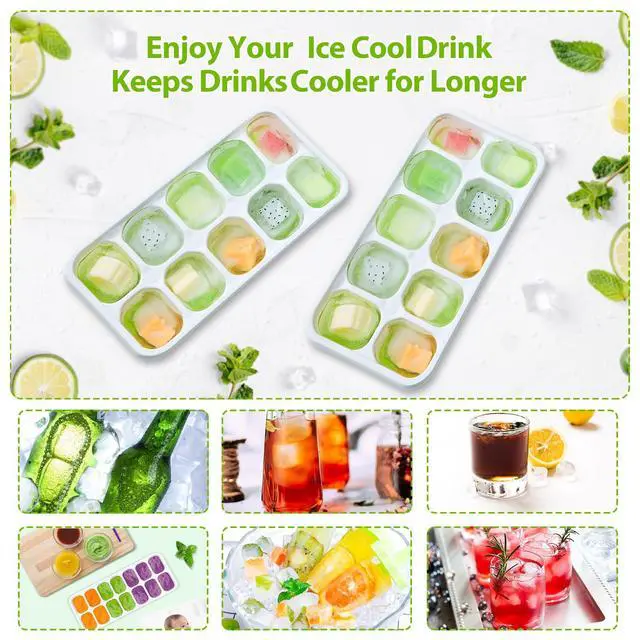 Alt view image 6 of 6 - DOQAUS 4 Pack Silicone Ice Cube Tray with Lids for Freezer