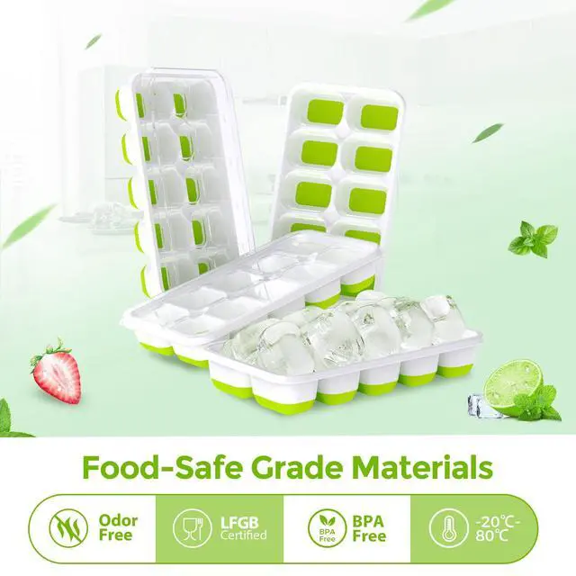 Alt view image 2 of 6 - DOQAUS 4 Pack Silicone Ice Cube Tray with Lids for Freezer