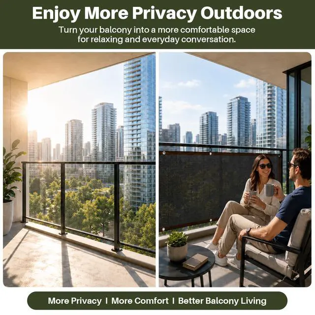 Alt view image 6 of 7 - RAINFLOW 3x10FT Black Mesh Balcony Privacy Screen