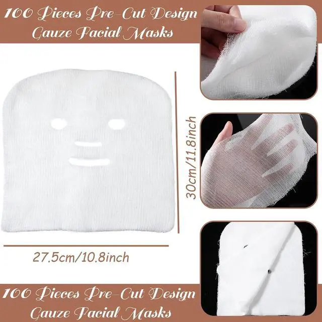 Alt view image 5 of 6 - 100Pcs Precut Gauze Facial Mask Sheets for Home Salon DIY Skin Care